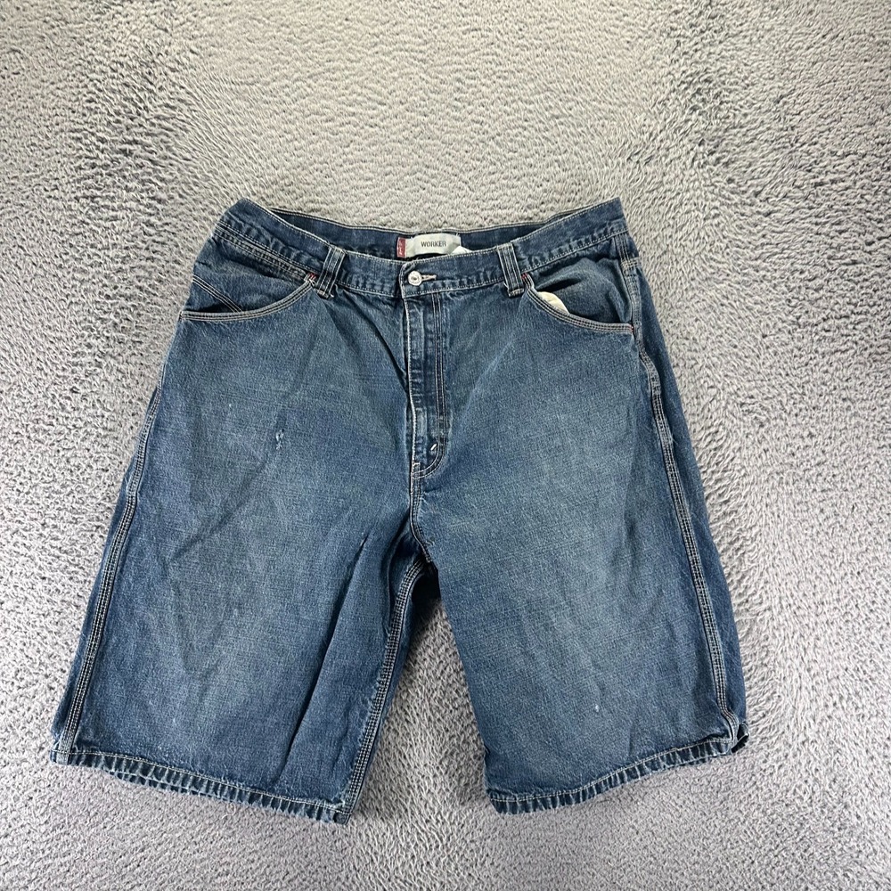 Vintage Levi's Shorts Mens 38 Blue Cotton Denim Bermuda Faded Workwear Travel